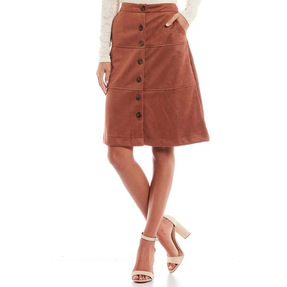 Evolutionary Suede Button Up Pencil Skirt